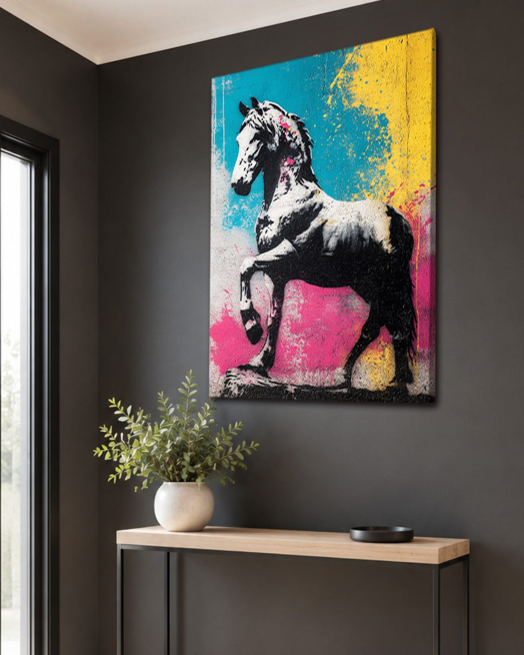 Pop Art Zebra Horse Graffiti canvas wall art, unframed canvas