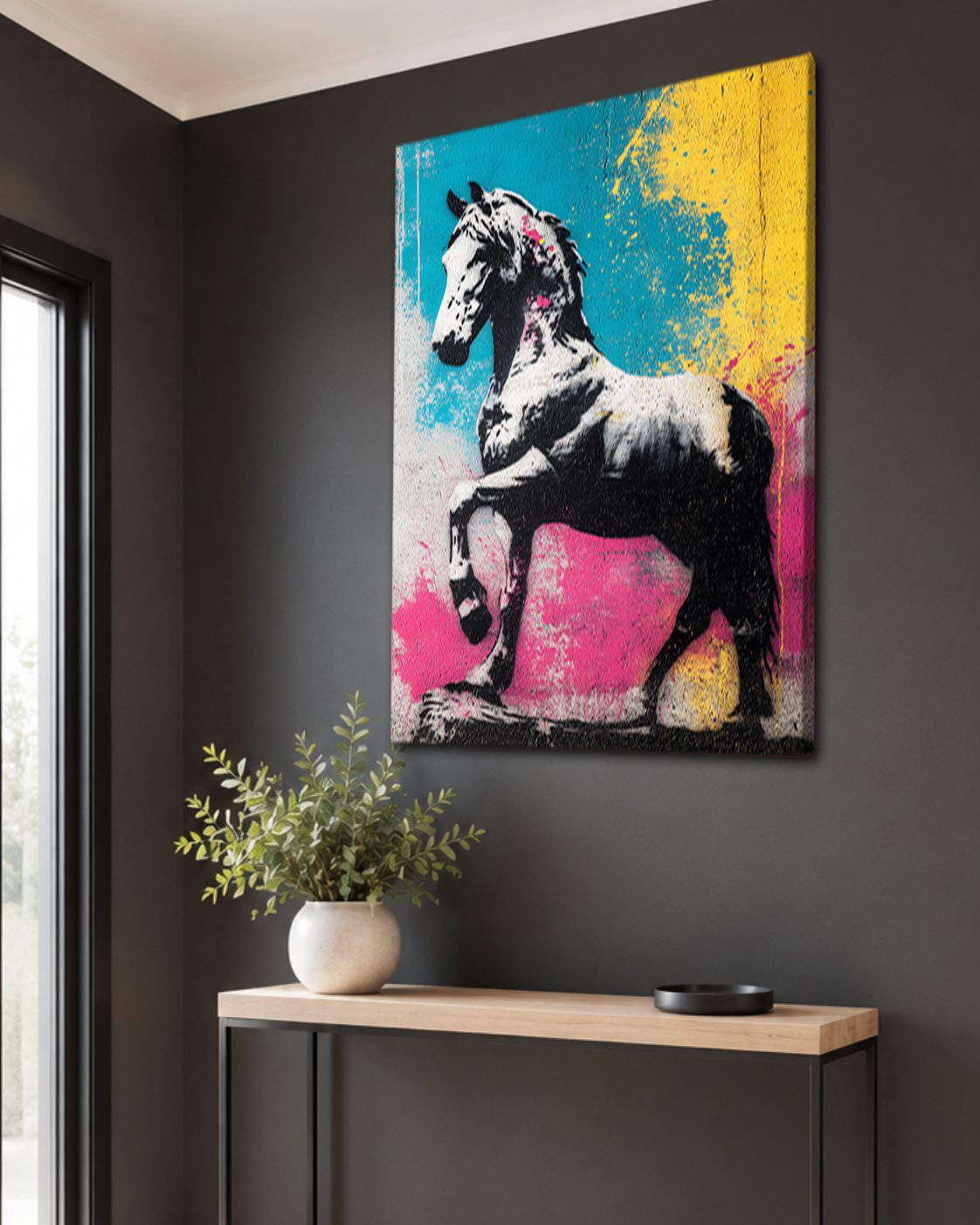 Pop Art Zebra Horse Graffiti canvas wall art, unframed canvas
