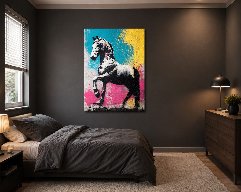 Pop Art Zebra Horse Graffiti canvas wall art, unframed canvas
