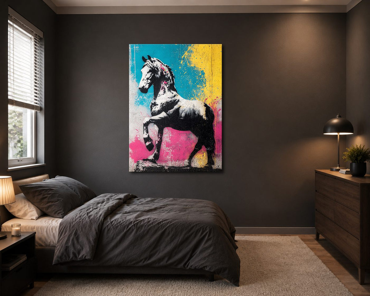 Pop Art Zebra Horse Graffiti canvas wall art, unframed canvas