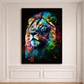 Rainbow Lion Portrait canvas wall art, unframed canvas
