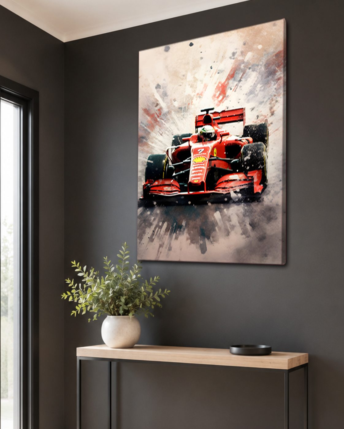 Red Formula Racing Car canvas wall art, unframed canvas
