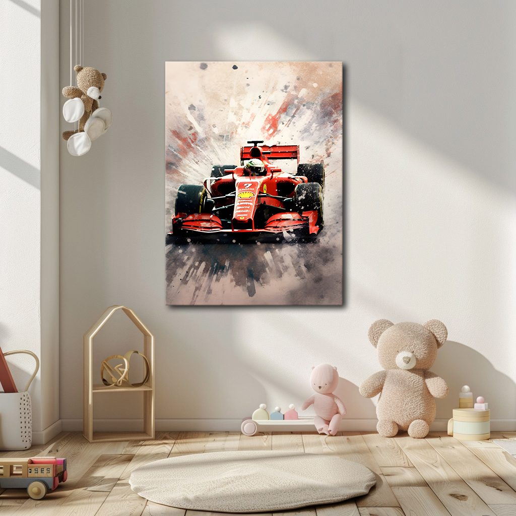 Red Formula Racing Car canvas wall art, unframed canvas