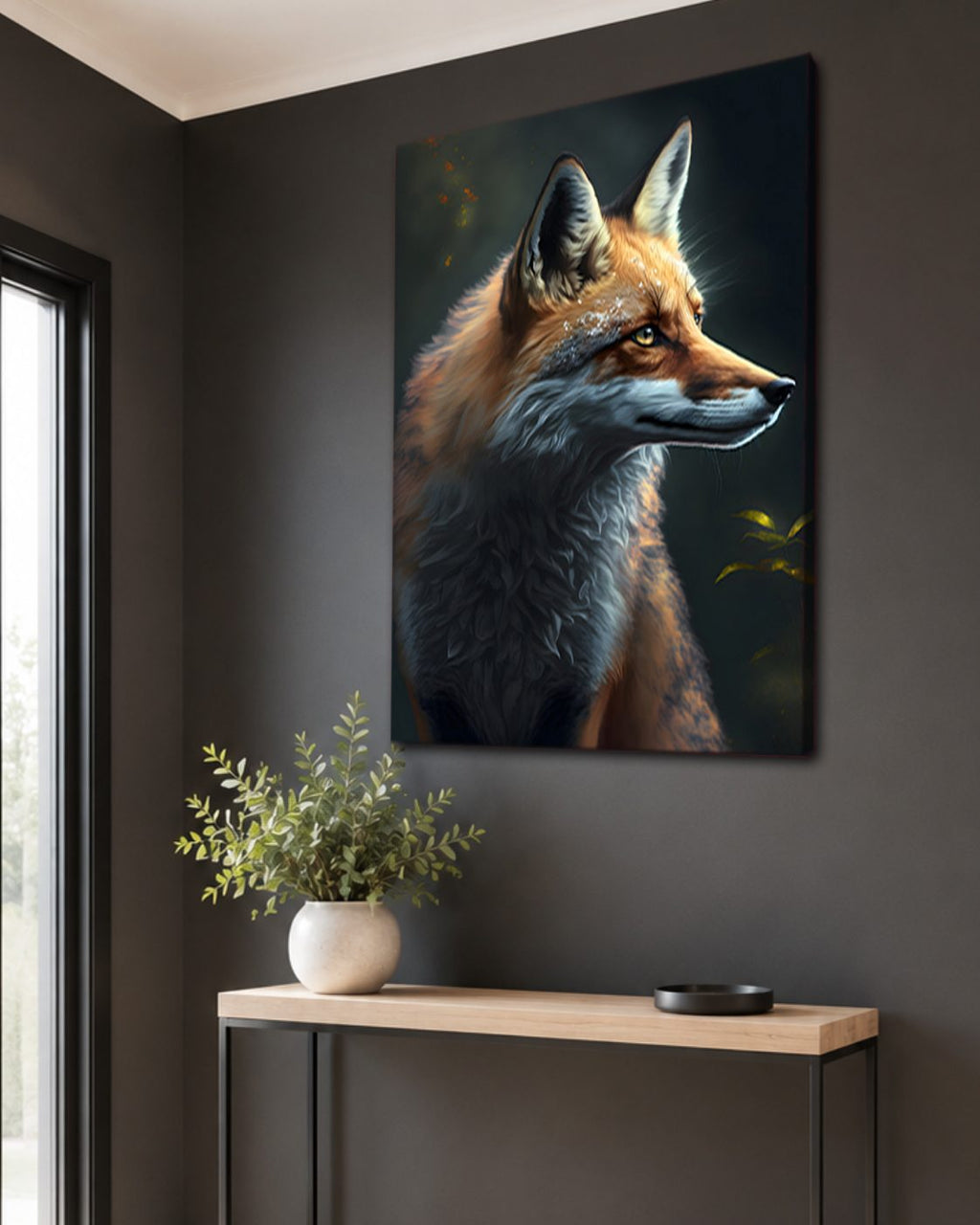 Red Fox Portrait canvas wall art, unframed canvas