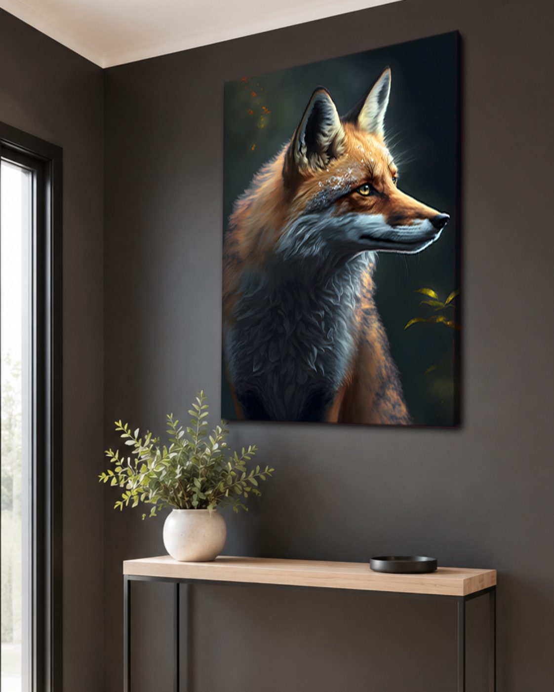 Red Fox Portrait canvas wall art, unframed canvas