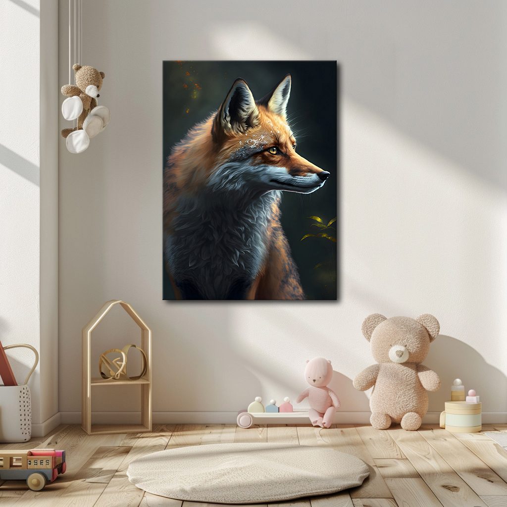 Red Fox Portrait canvas wall art, unframed canvas