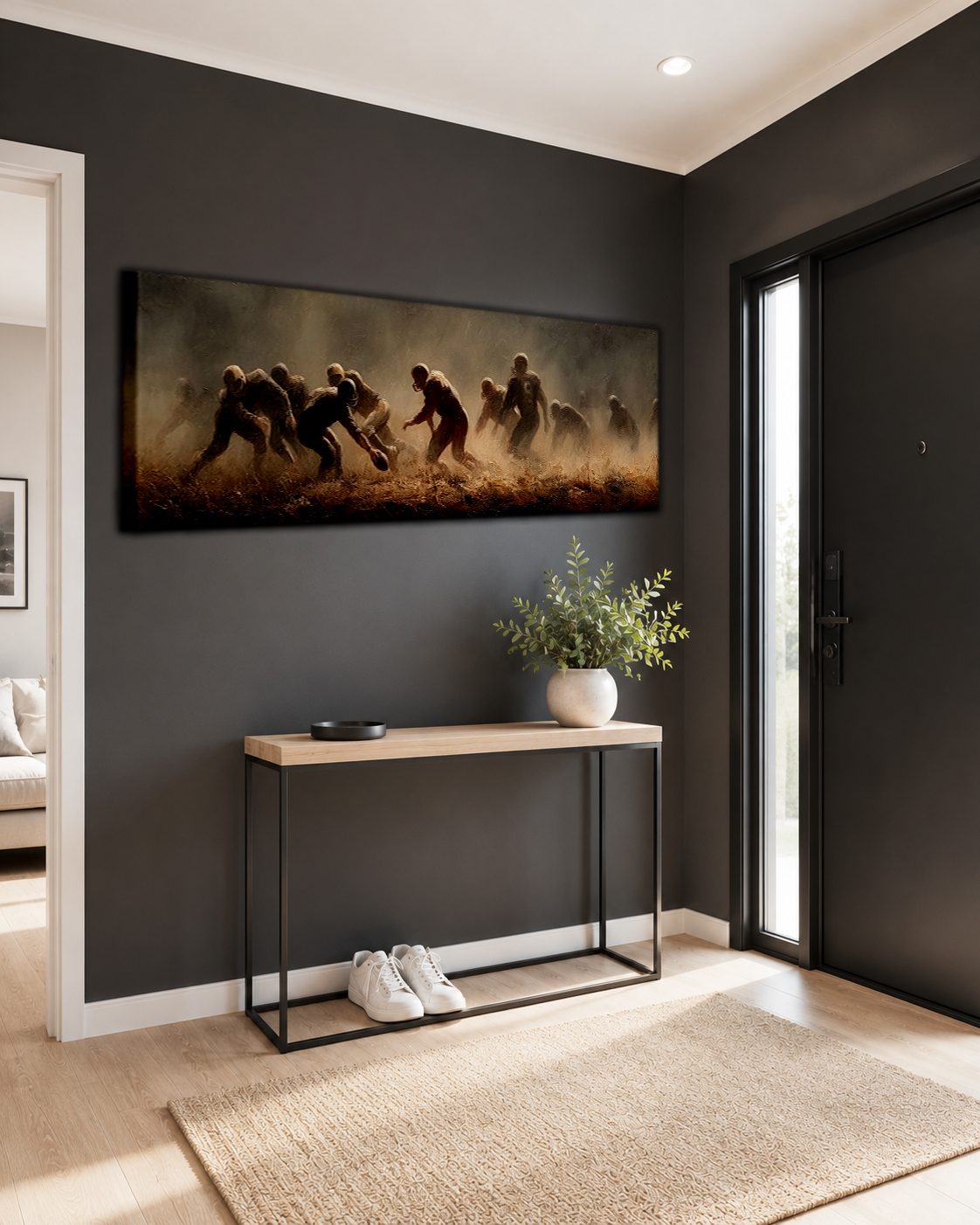 Rugby Players in the Dust canvas wall art, unframed canvas