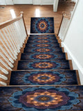 Blue Lotus Mandala Glow non-slip stair mat
