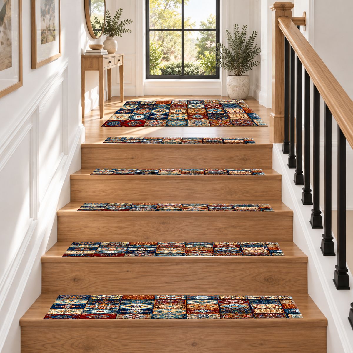 Colorful Moroccan Tile Patchwork non-slip stair mat