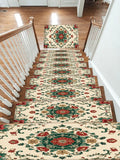 Cream Folk Floral Medallion non-slip stair mat