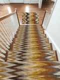Mustard and Brown Chevron Ikat non-slip stair mat