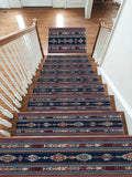 Blue and Red Striped Ornamental Runner non-slip stair mat