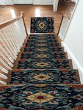 Navy and Gold Jeweled Medallion non-slip stair mat