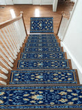 Royal Blue Floral Persian Runner non-slip stair mat