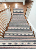 Navy and White Striped Folk non-slip stair mat