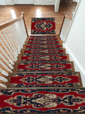 Red and Navy Paisley Ornament non-slip stair mat