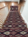 Red and Navy Tribal Diamond Kilim non-slip stair mat