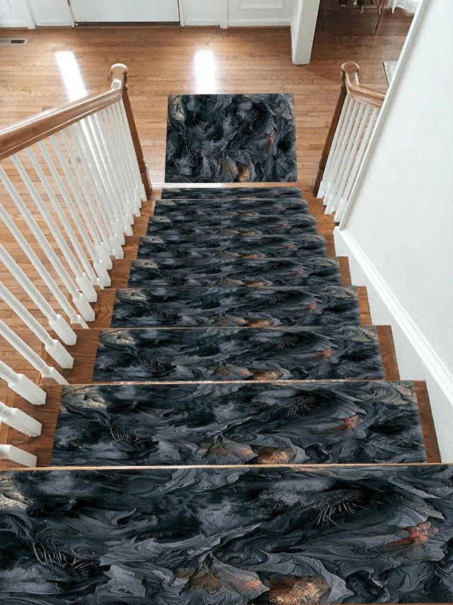 Charcoal Panther Abstract Texture non-slip stair mat