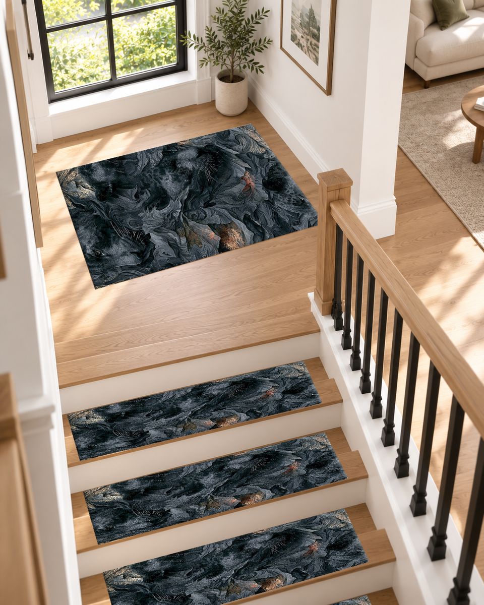 Charcoal Panther Abstract Texture non-slip stair mat