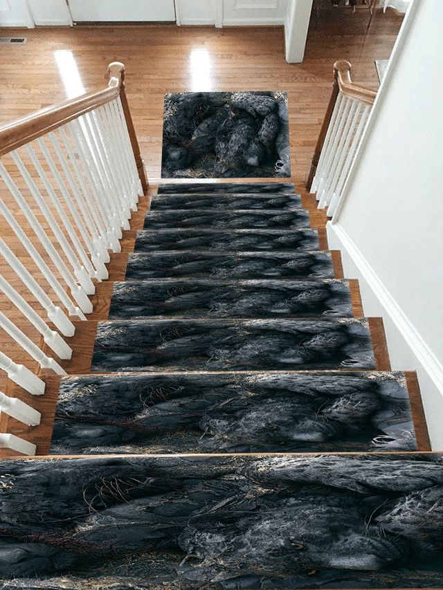 Black Leopard Shadow Abstract non-slip stair mat