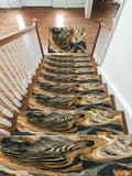 Zebra in Golden Marble Waves non-slip stair mat