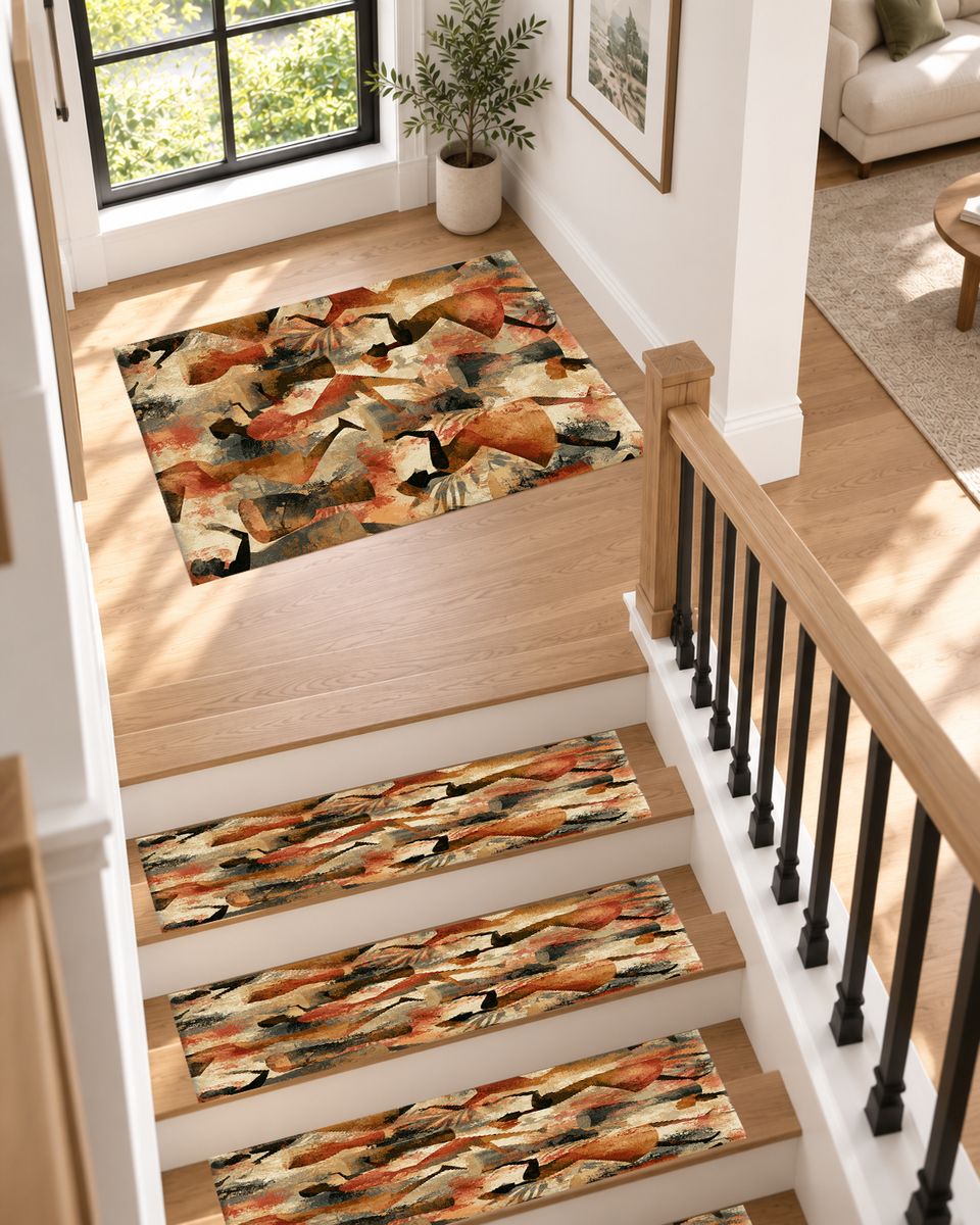 African Dancers Abstract Collage non-slip stair mat