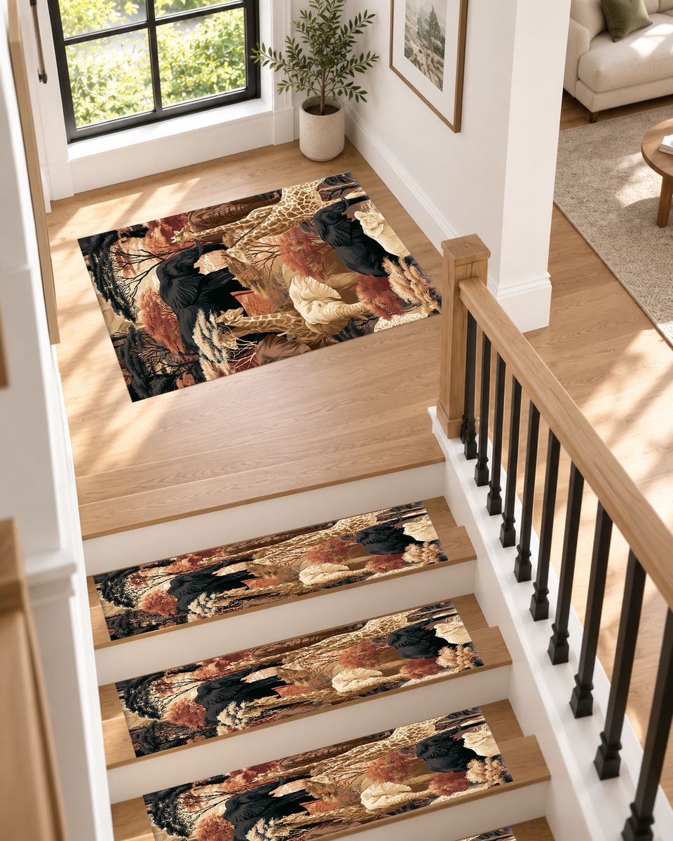 African Safari Wildlife Scene non-slip stair mat