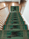 Green Panther Tribal Border non-slip stair mat