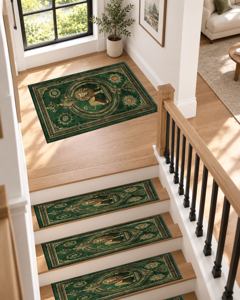Emerald Lion Crest Medallion non-slip stair mat