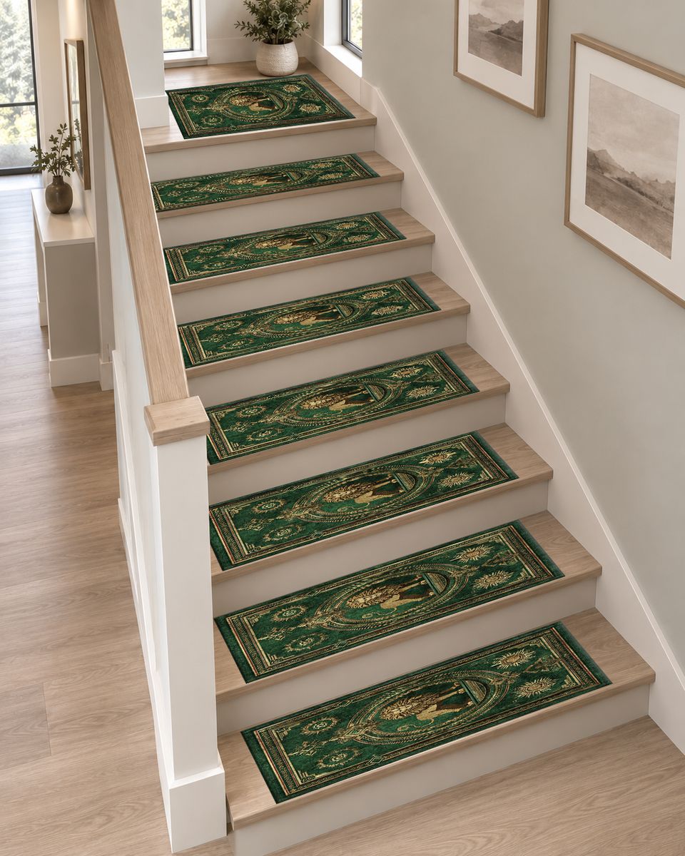 Emerald Lion Crest Medallion non-slip stair mat