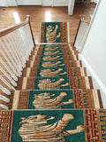 Green Walking Tiger Tribal Border non-slip stair mat