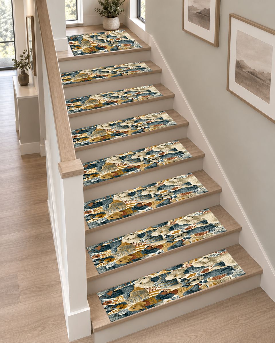 Cozy Dogs in Sweaters Pattern non-slip stair mat