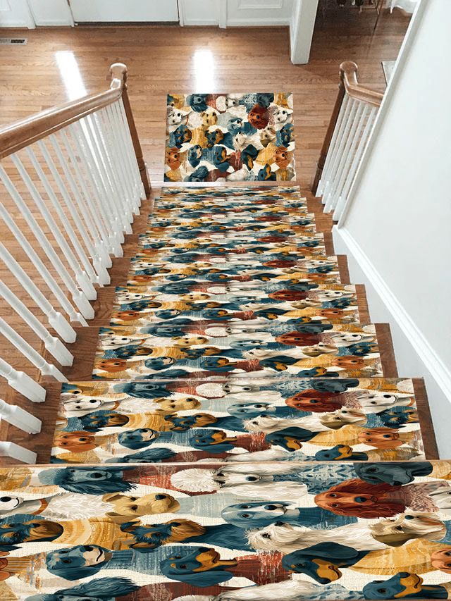 Dog Breeds Collage non-slip stair mat