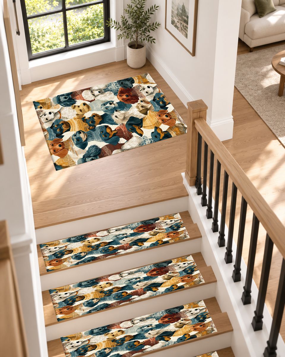 Dog Breeds Collage non-slip stair mat