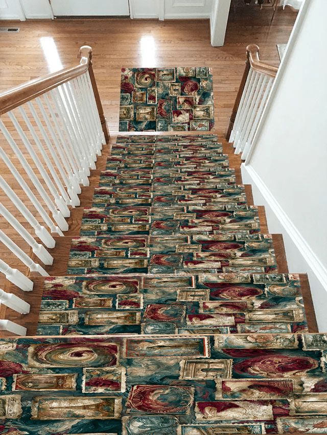 Vintage Travel Postage Stamps non-slip stair mat