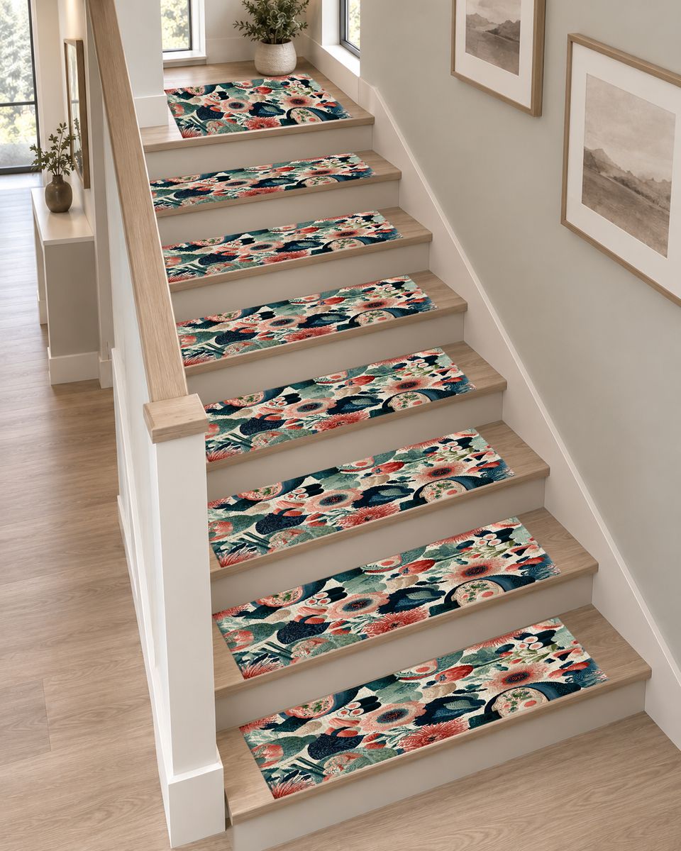 Sushi and Ramen Floral Pattern non-slip stair mat