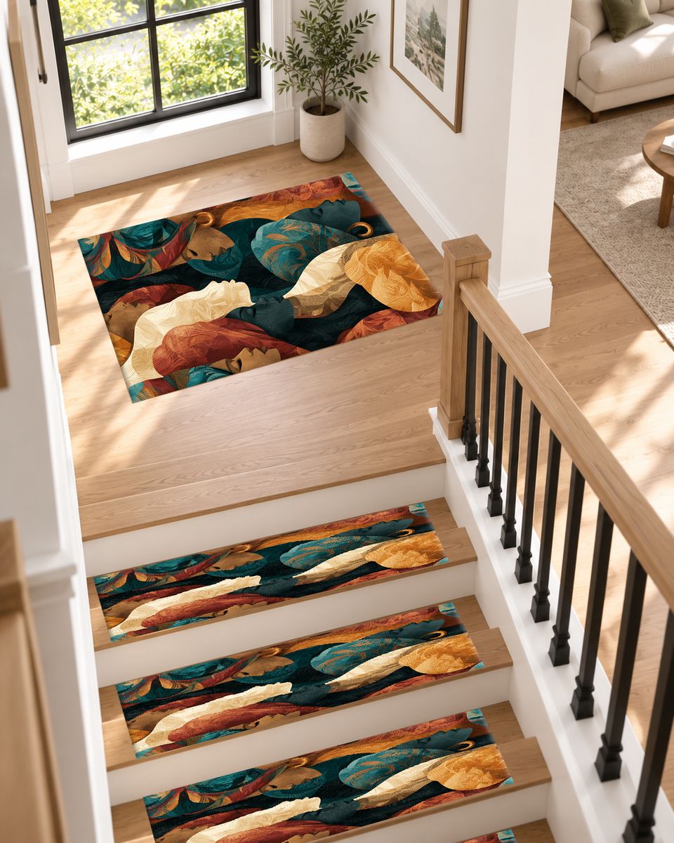 Women in Head Wraps Abstract non-slip stair mat