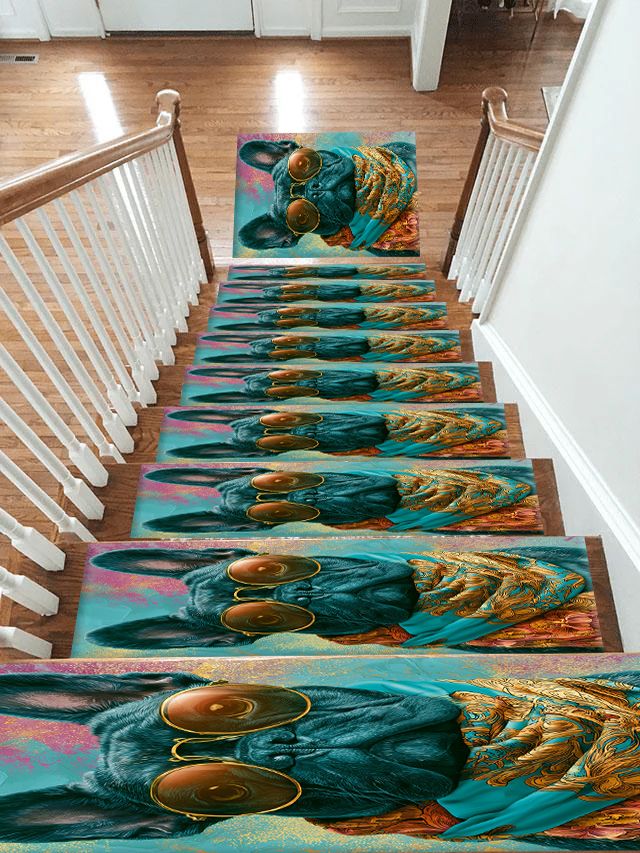 French Bulldog in Sunglasses non-slip stair mat
