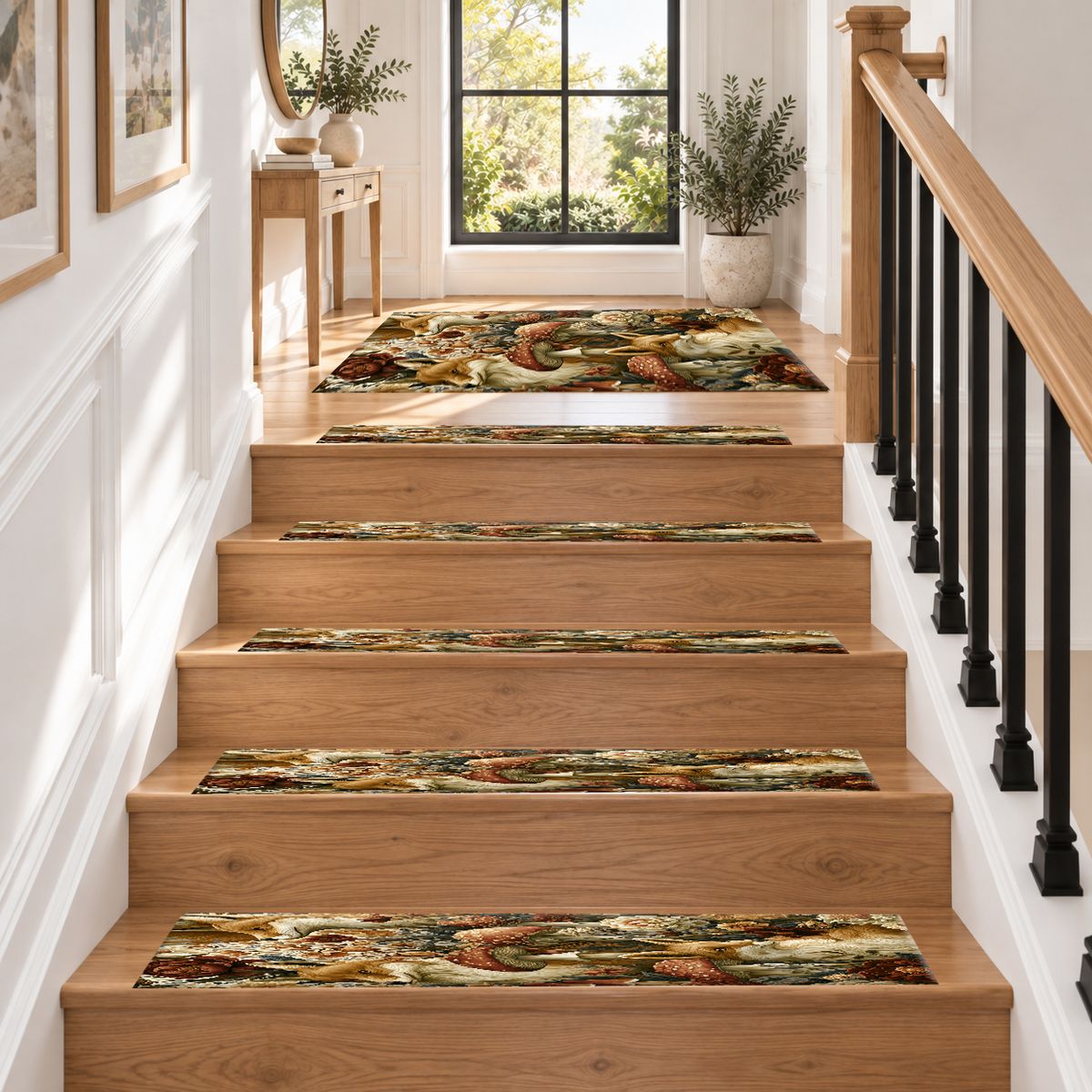Fox and Mushroom Forest non-slip stair mat