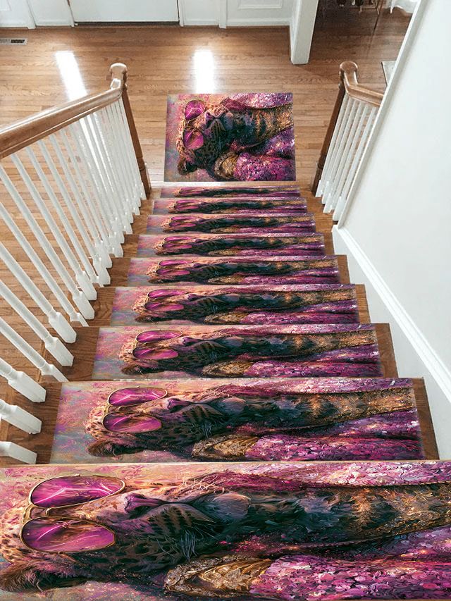 Fashion Leopard in Pink Sunglasses non-slip stair mat