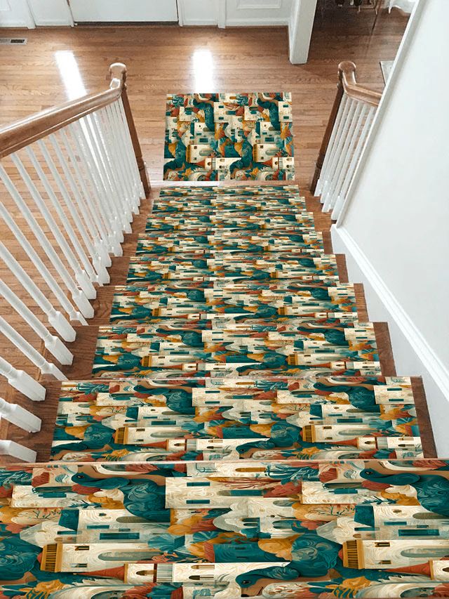 Mediterranean Village Pattern non-slip stair mat