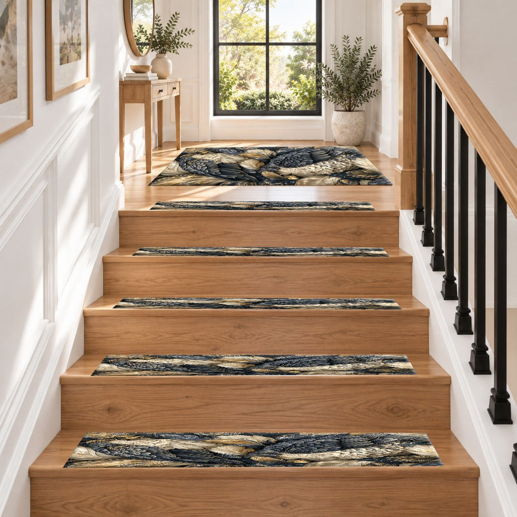Gray Eagles Feather Pattern non-slip stair mat
