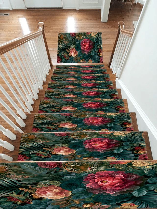 Hidden Tiger Rose Jungle non-slip stair mat