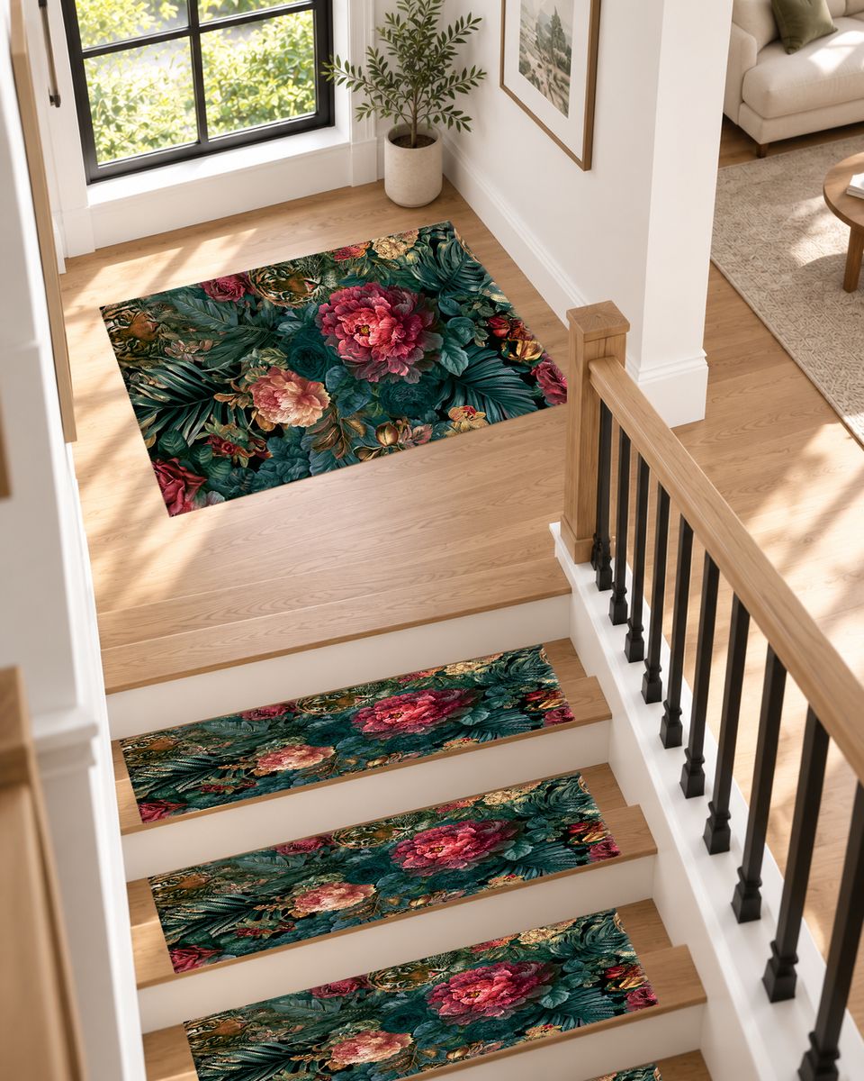 Hidden Tiger Rose Jungle non-slip stair mat