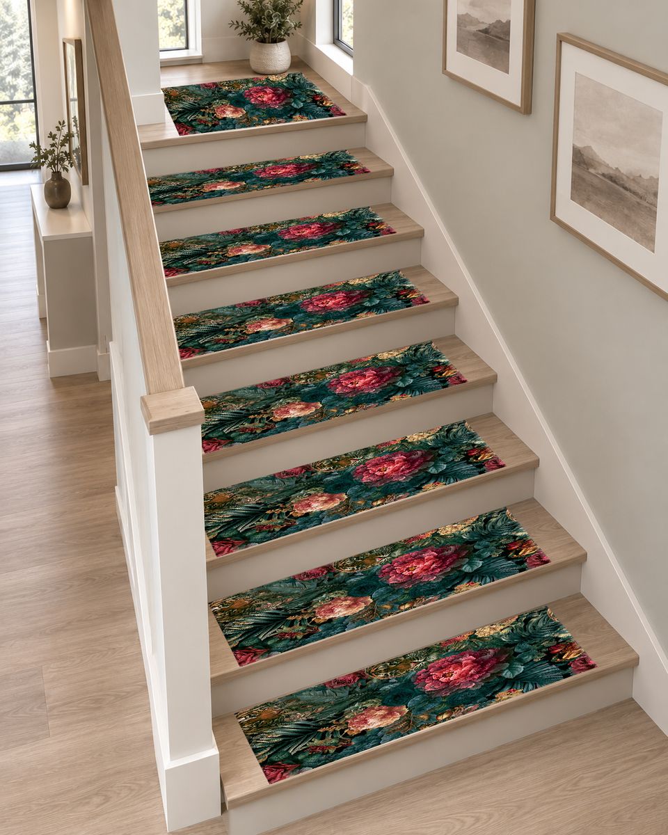 Hidden Tiger Rose Jungle non-slip stair mat
