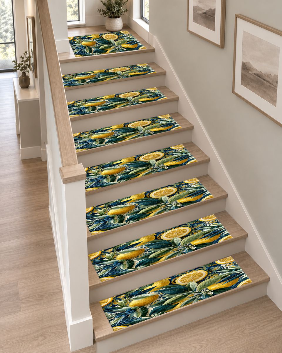 Lemon and Blue Berry Botanical non-slip stair mat