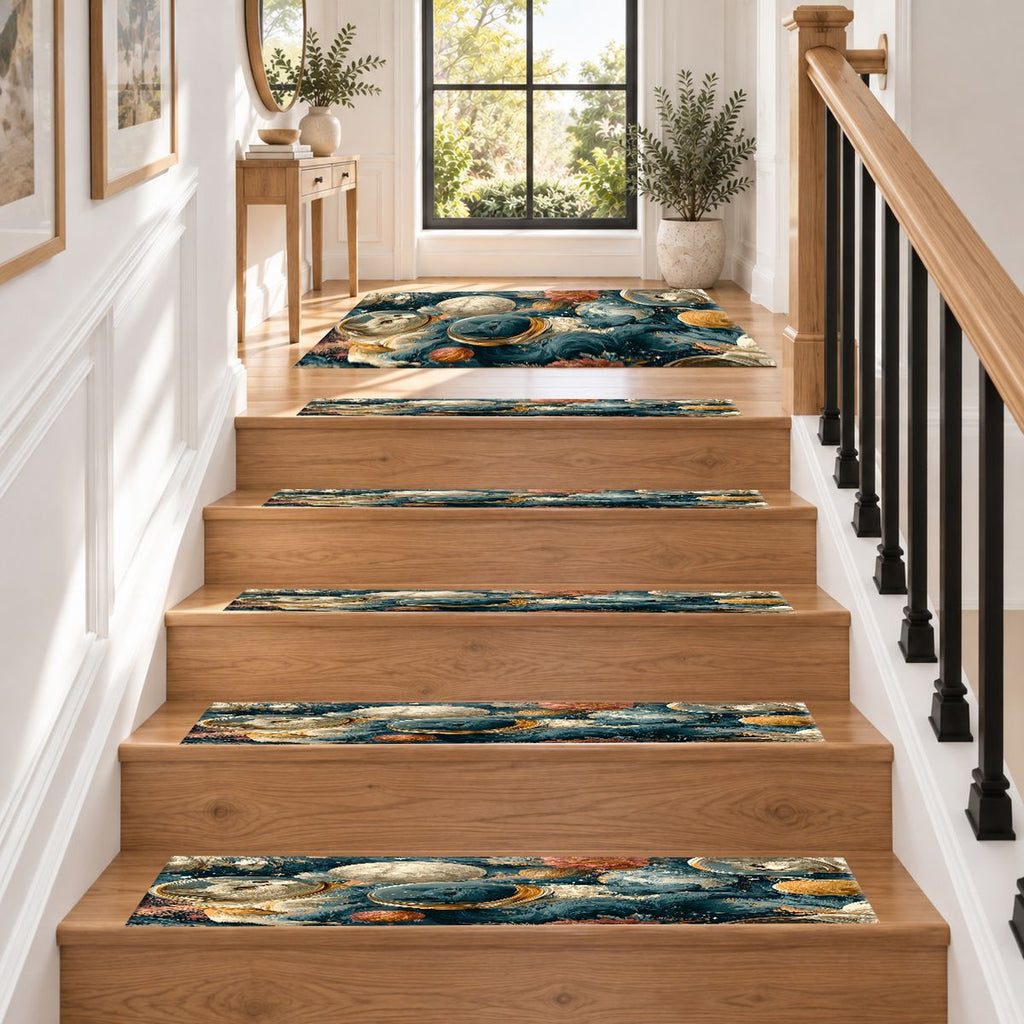 Space Cats and Planets non-slip stair mat