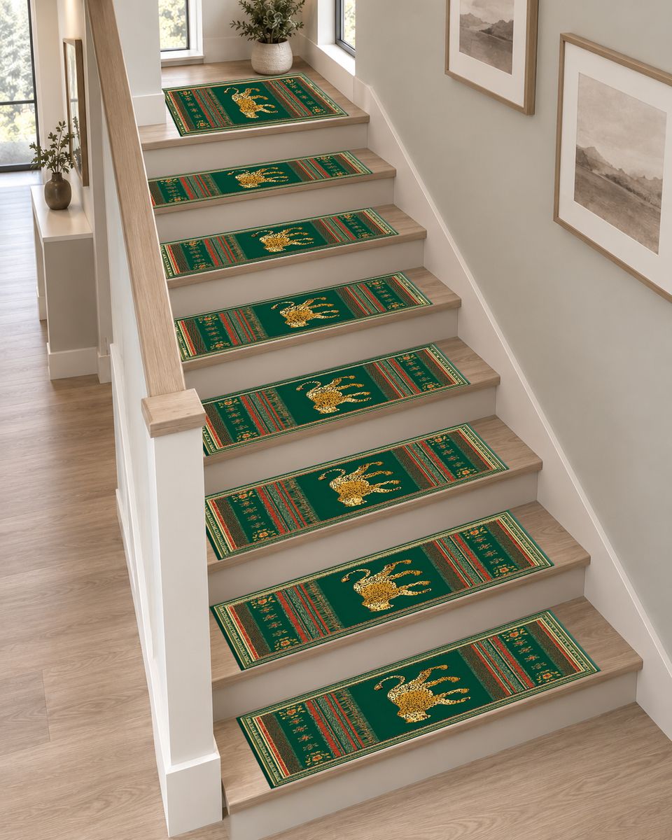 Emerald Walking Leopard Stripe non-slip stair mat