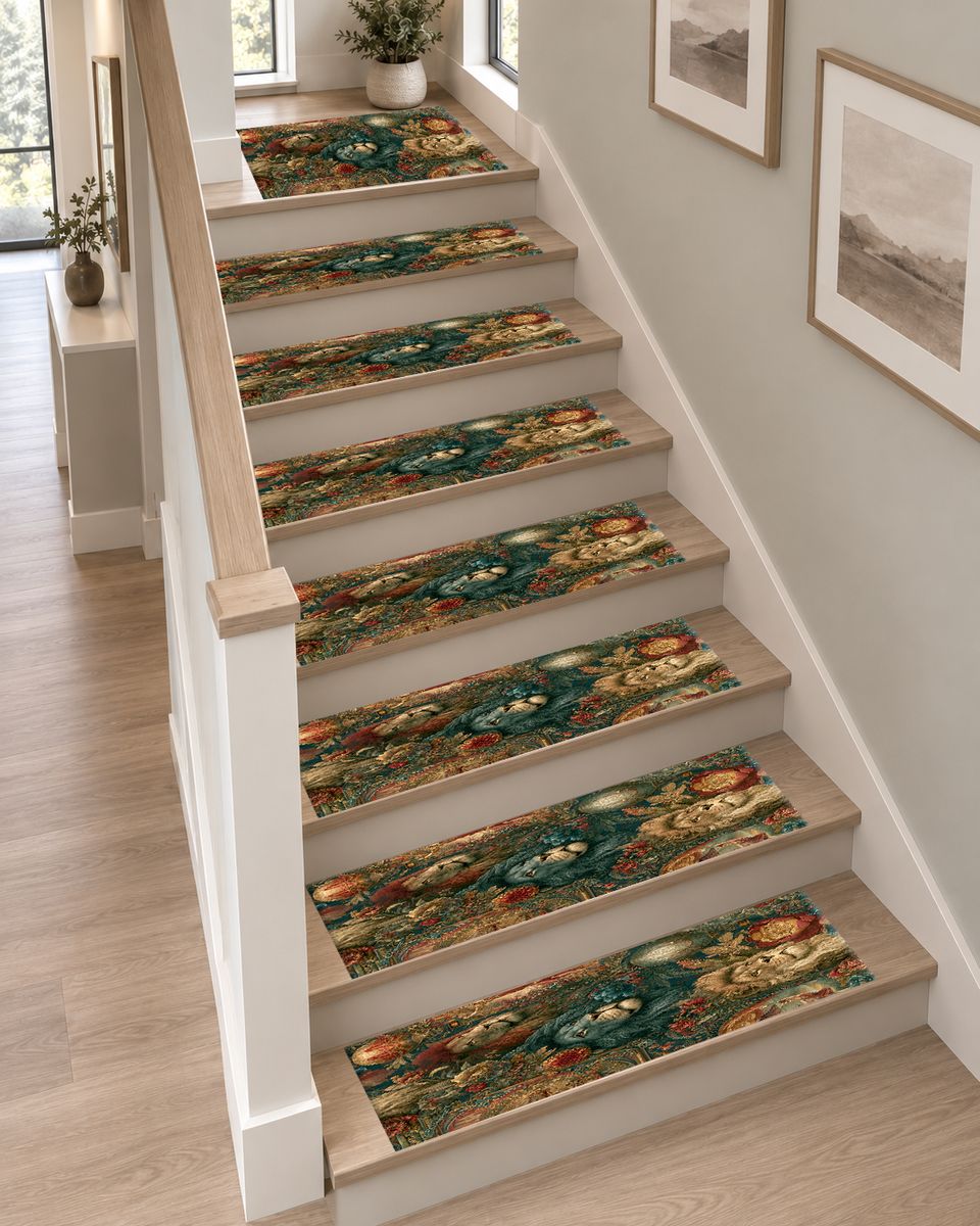 Lions and Roses Tapestry non-slip stair mat