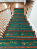 Teal Seahorse Striped Runner non-slip stair mat